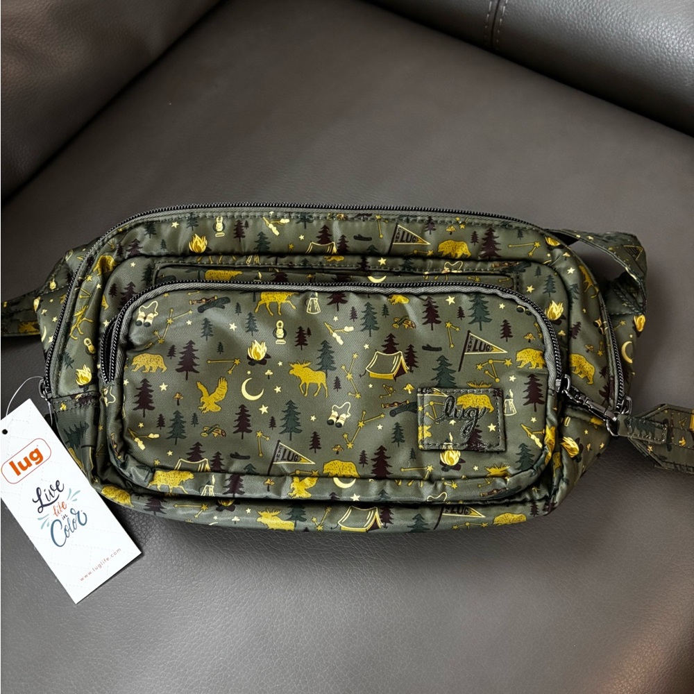 Lug Forest Green Fanny Pack with Nature/Camping Motif